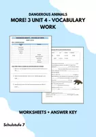 Vorschau - Arbeitsblätter - Dangerous Animals Vocabulary Work (More 3 Unit 4) - Deckblatt