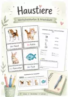Vorschau - Arbeitsblätter - Bildkarten Haustiere – DaZ Wortschatzkarten | A1 Grundschule - Deckblatt