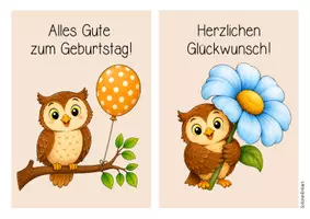 Vorschau - Mal- und Bastelvorlagen - Eulenklasse - Geburtstagsaufsteller (Klassentier) - Seite 2