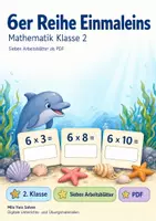 Vorschau - Arbeitsblätter - 6er Reihe Einmaleins | Mathematik Klasse 2 | 7 Arbeitsblätter als PDF - Deckblatt