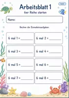Vorschau - Arbeitsblätter - 6er Reihe Einmaleins | Mathematik Klasse 2 | 7 Arbeitsblätter als PDF - Seite 1