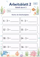 Vorschau - Arbeitsblätter - Division und Geteiltaufgaben Klasse 2 | Materialpaket | 20 PDFs mit 140 Arbeitsblättern - Seite 3