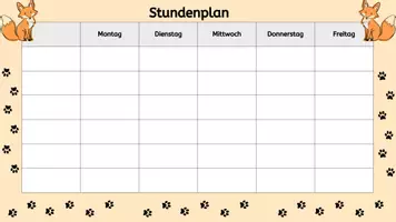 Vorschau - Poster - Stundenplan Fuchsklasse Klasse 1-4 Grundschule - Seite 1
