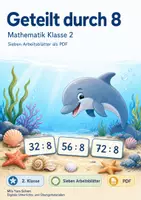Vorschau - Arbeitsblätter - Geteilt durch 8 | Mathematik Klasse 2 | 7 Arbeitsblätter als PDF - Deckblatt