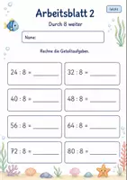 Vorschau - Arbeitsblätter - Geteilt durch 8 | Mathematik Klasse 2 | 7 Arbeitsblätter als PDF - Seite 2