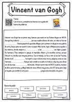 Vista previa - Hojas de trabajo - Vincent van Gogh – Ficha: texto con huecos, comprensión auditiva y sopa de letras - página 1