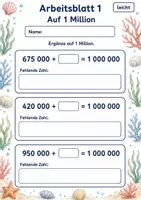 Vorschau - Arbeitsblätter - Ergänzen auf 1 Million | Mathematik Klasse 4 | 6 Arbeitsblätter als PDF - Seite 1