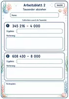 Vorschau - Arbeitsblätter - Halbschriftlich subtrahieren große Zahlen | Mathematik Klasse 4 | 6 Arbeitsblätter als PDF - Seite 2