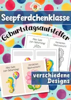Vorschau - Mal- und Bastelvorlagen - Seepferdchenklasse - Geburtstagsaufsteller (Klassentier) - Deckblatt