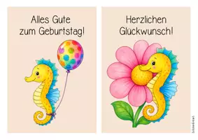 Vorschau - Mal- und Bastelvorlagen - Seepferdchenklasse - Geburtstagsaufsteller (Klassentier) - Seite 2