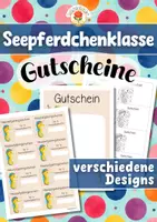 Vorschau - Mal- und Bastelvorlagen - Seepferdchenklasse - Gutscheine (Klassentier) - Deckblatt