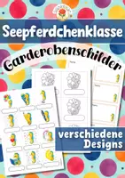 Vorschau - Mal- und Bastelvorlagen - Seepferdchenklasse - Garderobenschilder (Klassentier) - Deckblatt