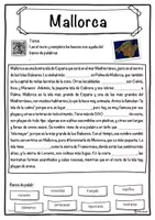 Vista previa - Hojas de trabajo - Mallorca – Ficha: texto con huecos, comprensión auditiva y sopa de letras - página 1