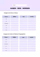 Vorschau - Arbeitsblätter - Haben, sein, werden - Hilfsverben im Präsens und Präteritum - Deckblatt