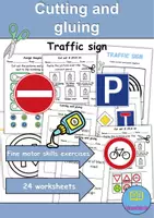 Vorschau - Arbeitsblätter - Materialpaket - Cut / Schneiden Verkehrsschilder / Verkehrszeichen / Traffic signs - Englisch - Seite 1