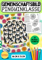 Vorschau - Mal- und Bastelvorlagen - Pinguinklasse | XL-Gemeinschaftsposter zum Ausmalen | Gemeinschaftsbild | Schulanfang | Grundschule | Kooperatives Poster - Deckblatt