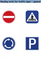 Vorschau - Mal- und Bastelvorlagen - Lesekarten/Bildkarten - Verkehrsschilder / Verkehrszeichen / Traffic signs (Medium) - Englisch - Seite 1