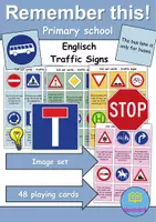 Vorschau - Spiele - Materialpaket - Merk es dir! / Remember it! - Verkehrsschilder / Verkehrszeichen / Traffic signs - 3 Versionen (Englisch) - Seite 1