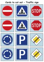 Vorschau - Spiele - Remember it! / Matching Pairs: Verkehrsschilder / Verkehrszeichen / Traffic signs (Image-Word) - Englisch - Seite 1