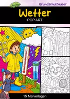 Vorschau - Mal- und Bastelvorlagen - Wetter – POP Art Ausmalbilder | 15 kreative Malvorlagen | Natur - Deckblatt