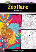 Vorschau - Mal- und Bastelvorlagen - Zootiere – POP Art Ausmalbilder | 15 kreative Malvorlagen | Tiere - Deckblatt