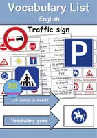 Vorschau - Spiele - Verkehrsschilder / Verkehrszeichen / Traffic signs : Vocabulary List Wordlist - Englisches Kartenspiel Cardgame Picturecards - Deckblatt