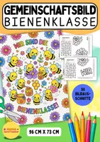 Vorschau - Mal- und Bastelvorlagen - Bienenklasse | XL-Gemeinschaftsposter zum Ausmalen | Schulanfang | Klassengemeinschaft | Grundschule - Deckblatt