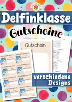 Vorschau - Mal- und Bastelvorlagen - Delfinklasse - Gutscheine (Klassentier) - Deckblatt
