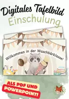 Vorschau - Präsentationen/Tafelbilder - Digitales Tafelbild: Willkommen in der Waschbärklasse - Deckblatt