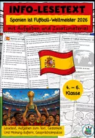 Vorschau - Arbeitsblätter - Info-Lesetext "Spanien ist Fußball-Weltmeister 2026" mit Aufgaben und Fragen - Finale Fußball-WM Spanien gegen Argentinien - Deutsch / DaZ - Deckblatt