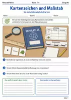 Vorschau - Arbeitsblätter - Kartenzeichen und Maßstab Arbeitsheft Klasse 5–6 - Deckblatt