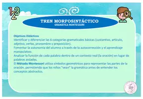Vista previa - Hojas de trabajo - TREN DE GRAMÁTICA MONTESSSORI. 6 CATEGORÍAS. - página 1