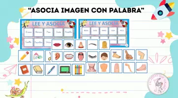 Vista previa - Hojas de trabajo - ASOCIA PALABRA CON IMAGEN. VOCABULARIO COLEGIO Y PARTES DEL CUERPO. - Portada