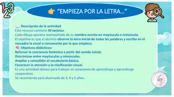 Vista previa - Hojas de trabajo - EMPIEZAN POR LA LETRA... - página 1