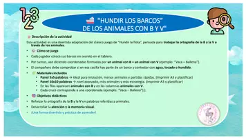 Vista previa - Hojas de trabajo - BARCOS REGLAS DE ORTOGRAFÍA ANIMALES B-V - página 1