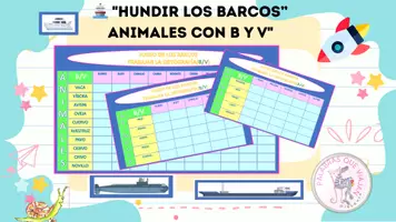 Vista previa - Hojas de trabajo - BARCOS REGLAS DE ORTOGRAFÍA ANIMALES B-V - Portada