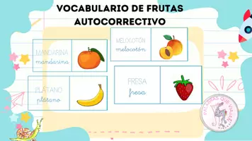 Vista previa - Juegos / Gamificación - VOCABULARIO DE FRUTAS. TARJETAS AUTOCORRECTIVAS. DA LA VUELTA Y COMPRUEBA. - Portada