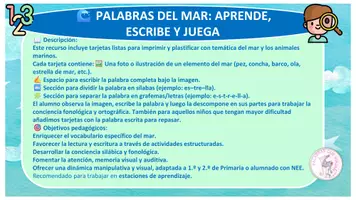 Vista previa - Hojas de trabajo - animales del mar - página 1