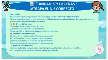 Vista previa - Hojas de trabajo - UNIDADES Y DECENAS. ATRAPA EL NÚMERO CORRECTO. - página 1