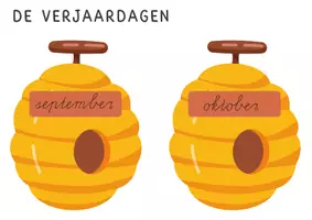 Voorbeeld - verjaardagskalender - thema bijtjes - Voorblad
