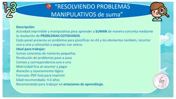 Vista previa - Hojas de trabajo - RESOLVIENDO PROBLEMAS MANIPULATIVOS DE SUMA - página 1