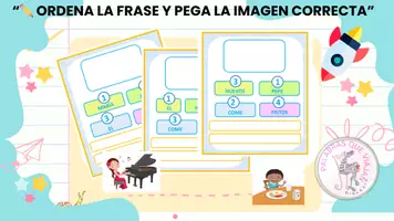 Vista previa - Hojas de trabajo - ORDENA LA FRASE Y PON LA IMAGEN CORRECTA. - Portada