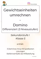 Vorschau - Spiele - Domino – Gewichtseinheiten umrechnen | Differenziertes Mathe-Spiel Klasse 5 - Deckblatt