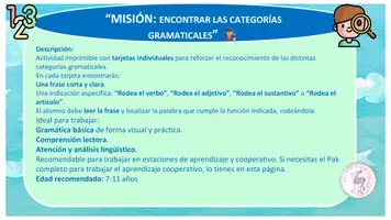 Vista previa - Hojas de trabajo - 4 CATEGORÍAS GRAMATICALES - página 1
