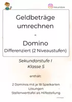 Vorschau - Spiele - Domino – Geldbeträge umrechnen | Differenziertes Mathe-Spiel Klasse 5 - Deckblatt