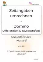 Vorschau - Spiele - Domino – Zeitangaben umrechnen | Differenziertes Mathe-Spiel Klasse 5 - Deckblatt