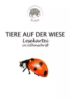 Vorschau - Bildkarten - Lesekartei: Tiere auf der Wiese (Silbenschrift, sehr einfach) - Deckblatt