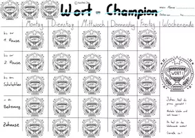 Vorschau - Arbeitsblätter - Wort-Champion (S:W/ Bunt) - Deckblatt