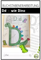 Vorschau - Arbeitsblätter - Buchstabenerarbeitung D – Kreativer Hefteintrag mit Bastelvorlage & Schreibübungen - Buchstabe D wie Dino - Deckblatt