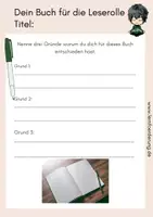 Vorschau - Arbeitsblätter - Leserolle - 13 Vorlagen für die Buchbeschreibung - Seite 1